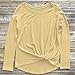 Tops for Women Twist-Knot Long-Sleeve Loose-Shirts Scoop-Neck Casual-Tunics Yellow L