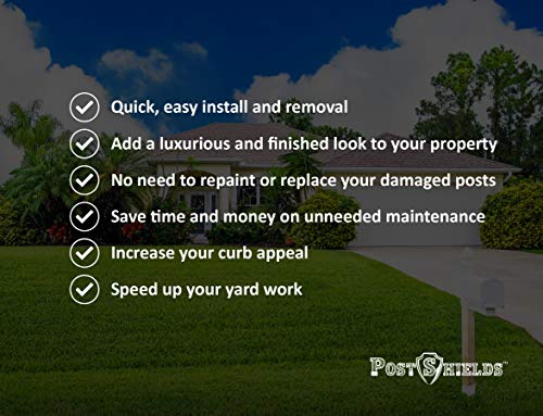 Post Shields Post Sleeve Post Protector Protects Mailbox, Deck & Fence Posts from Lawn, Grass & Yard Maintenance Equipment - Fits 4x4 Wood & Metal Posts - No Tools, Screws or Nails Needed - Thumbnail 2