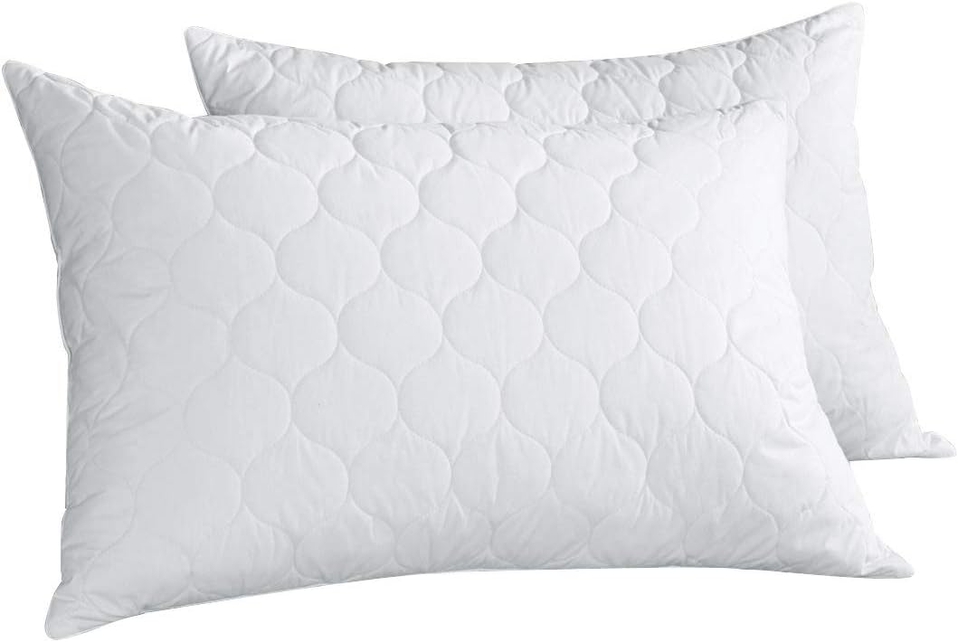 PEACE NEST Goose Feather Pillows for Sleeping, 100% Cotton Cover, Quatrefoil Quilted, King Size (2 Pack)