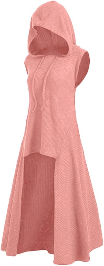 LONGDAY Medieval Dress Renaissance Drawstring Vintage Gothic Floor Length Hooded Cosplay Halloween Cloak Pullover