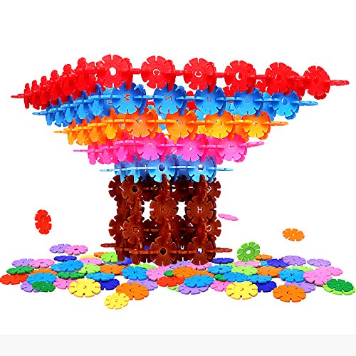 Creative Kids Brain Snow Flakes Building Blocks -400 Piece Interlocking Plastic Disc Set Snowflake for Safe, Fun, Creative Building Educational STEM Construction Toy Gift for Boys & Girls - Non Toxic - Thumbnail 3