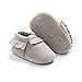 Kuner Baby Boys Girls Tassel Soft Soled Non-Slip Crib Shoes Moccasins First Walkers (12cm(6-12months), Gray)