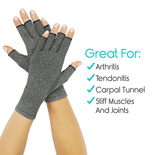 Vive Arthritis Gloves with Grips - Men & Women Textured Fingerless Compression - Open Finger Hand Gl - medicalbooks.filipinodoctors.org