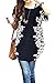 Relipop Women Summer Tunic Short Sleeve Casual Loose Blouse Top (Black, Small)