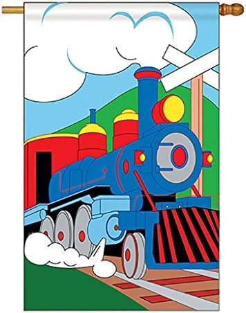 Two Group - Train Interests - Everyday Vehicle Applique Decorative Vertical House Flag 28" x 44"