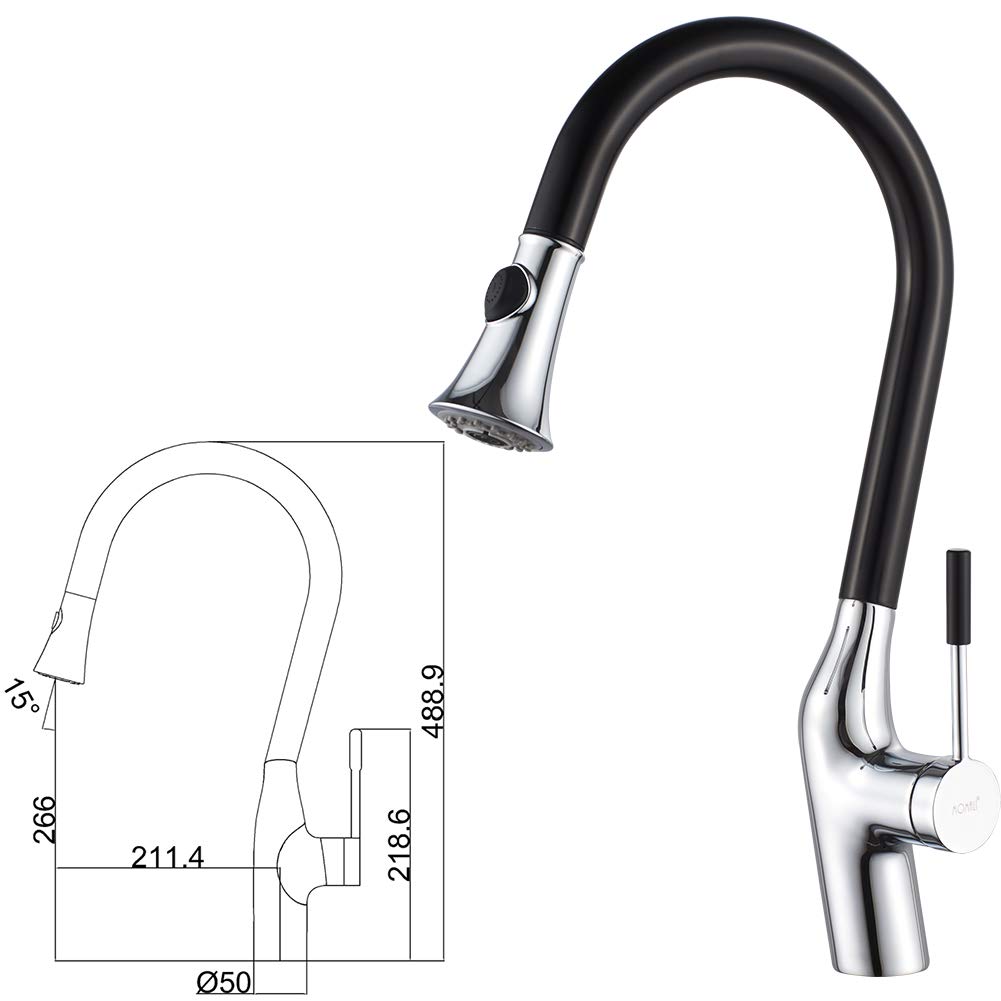 Schwarz Wasserhahn Küche,Momali Küchenarmatur 360°Drehbar Küchenarmatur Einhebel Spültischarmatur für Spüle 3 Funktion,Messing