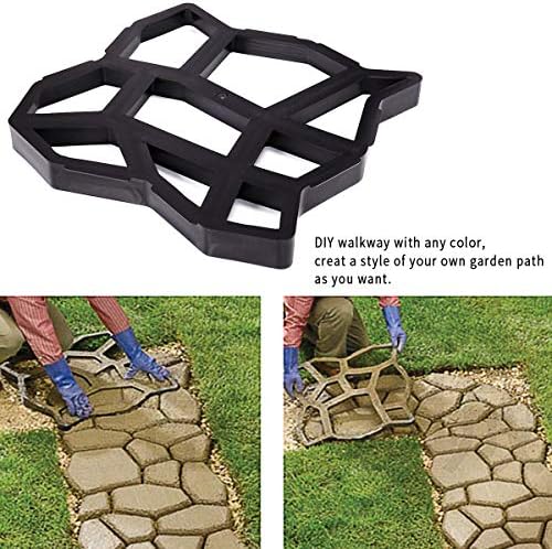 LordBee Stone Driveway Pathmate Paving Concrete Stepping Mold Pavement Paver Mold Patio Stepping Stone Plastics Garden Walking Path Maker Brick Mold Reusable