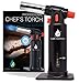 Cooking Torch For Creme Brulee - Kitchen Blow Torch, Professional Chef Creme Brulee Torch Butane Refillable - Adjustable Flame, Safety Lock, Full Gas Window - 3 Years Warranty