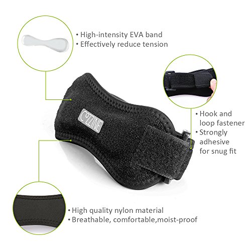 Patella Knee Strap, Cozzine Unisex Knee Pad Stabilizer Leg Adjustable Patella Band, Knee Pain Relief for Running, Hiking, Soccer/Basketball/Jumpers Knee/Tennis/Tendonitis, Volleyball & Squats, 2 Pack