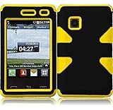 For LG 840G LG840G Dynamic Hybrid Tuff Hard Case Snap On Phone Silicone Cover Black/Yellow Accessory