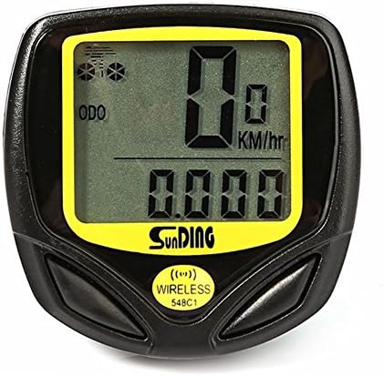 Bike Computer, FiFun Wireless Cycle Computer Odometer Speedmeter with 14 Functions Waterproof Yellow