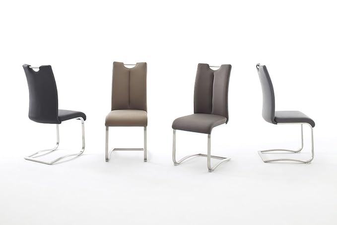 2 Stühle Artos, Schwinger, Schwingstuhl, Freischwinger, cappuccino, 140 kg, Leder