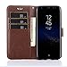 Ultra Slim Layered Leather Flip Case Cover For Samsung Galaxy S8 Plus,Tuscom (Brown)