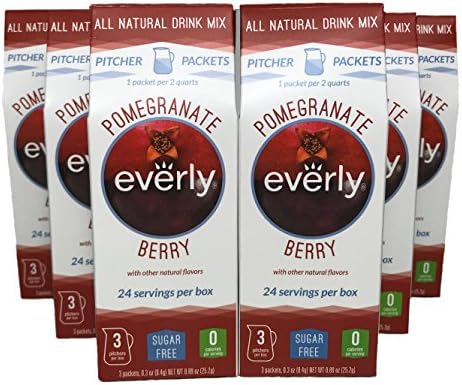 Everly Hydration - Pomegranate Berry Pitcher Pitcher Pack Case (18 packets) - Natural, Sugar Free, Zero Calorie Drink Mix, CAFFEINE FREE