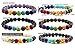 Top Plaza 7 Chakra Healing Energy Crystal Gemstone Beads Bracelet, 8MM - Pack of 6 (Pack of 6#1)