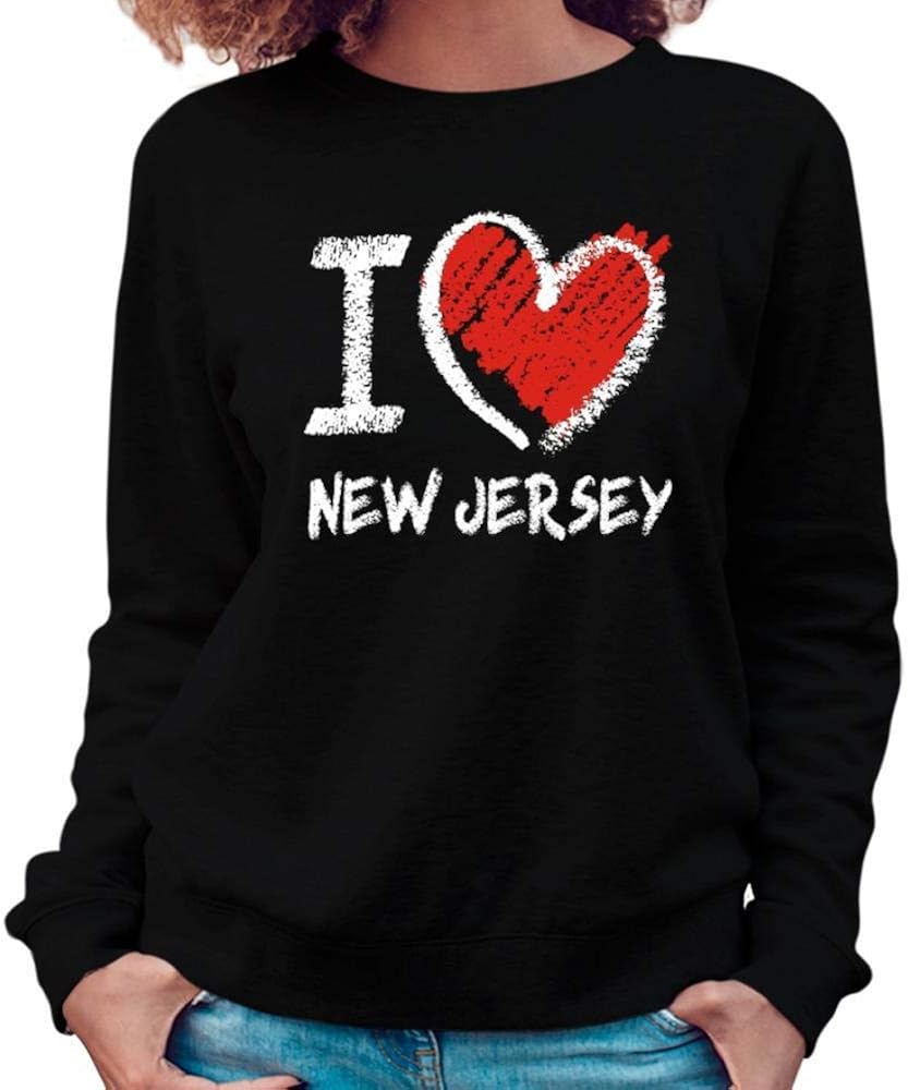 Idakoos I Love New Jersey Chalk Style Women Sweatshirt: Amazon.ca: Clothing & Accessories