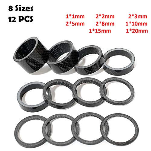 image for Farbetter 12 Pieces Bike Carbon Fiber Headset Spacer Bicycle Stem Spac