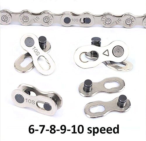 USONG mountain Bicycle Chain Bike Accessories - Durable Silver Bicycle Chain Magic Buckle 6-7-8-9-10 Quick Link Repair Tool Parts Bicycle Bike Chain-5 pair (9s)