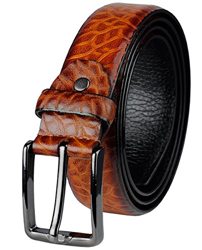 Eurosport Men's Tawny Faux Leather Cut-To-Fit Belt with Dark Metal Square Buckle, Tan, XLarge