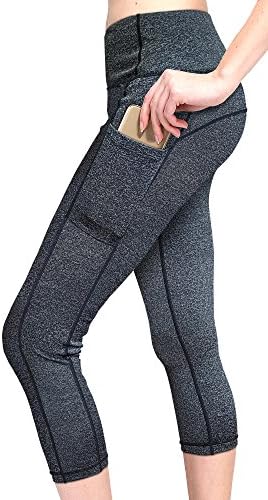 MYoga Women's High Waist Yoga Pants Workout Running Capri Leggings Active Athletic Leggings with Side Pockets