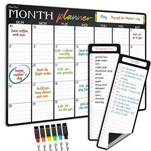 Dry Erase Monthly Calendar 17"x12" Monthly Planner for