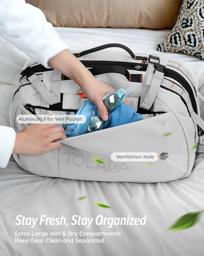 Tolaccea Travel Laptop Backpack Carry on Flight Approved, Large Personal Item Backpack Convertible Duffle Luggage Bag Daypack Business Rucksack Fits 15.6