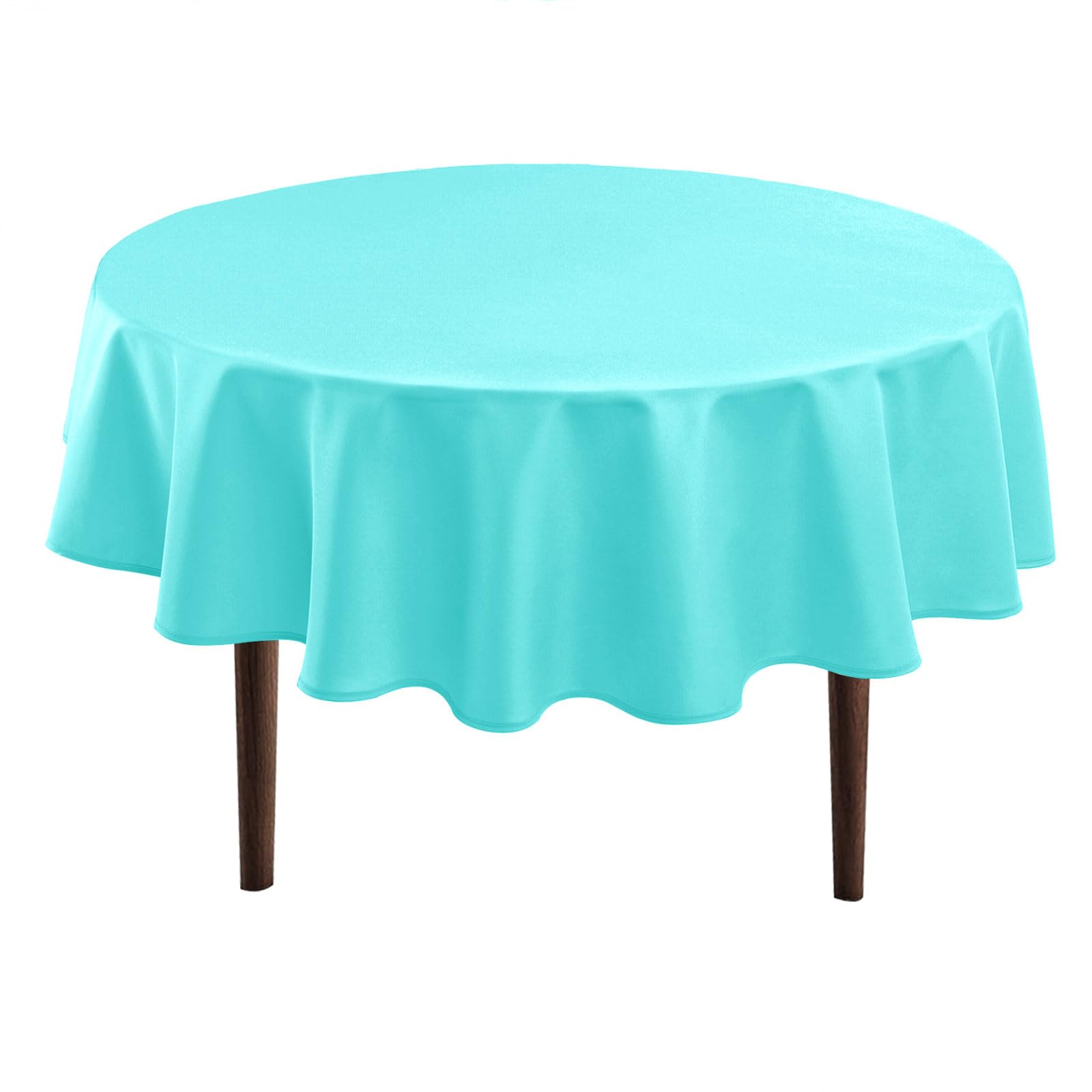 Hiasan Round Tablecloth 60 Inch - Waterproof Stain Resistant Spillproof Polyester Fabric Table Cloth for Dining Room Kitchen Party, Aqua