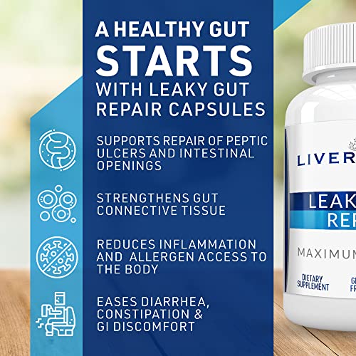 Liver Medic Leaky Gut Repair Natural Gut Health Supplement Glutamine  Organic Slippery Elm NAG Marshmallow Root Aloe Vera MSM Quercetin Bromelain  Promotes Digestive Ease, Gut Wellness 1000mg 60 Caps in Saudi Arabia |