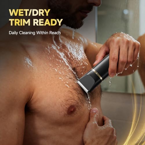 Beard Trimmer Men, 3-in-1 Electric Razor & Shaver for Face, Body & Nose, Cordless Mens Grooming Kit with Charging Dock, IPX7 Waterproof Wet & Dry Hair Trimmer, Gifts for Men (Black)