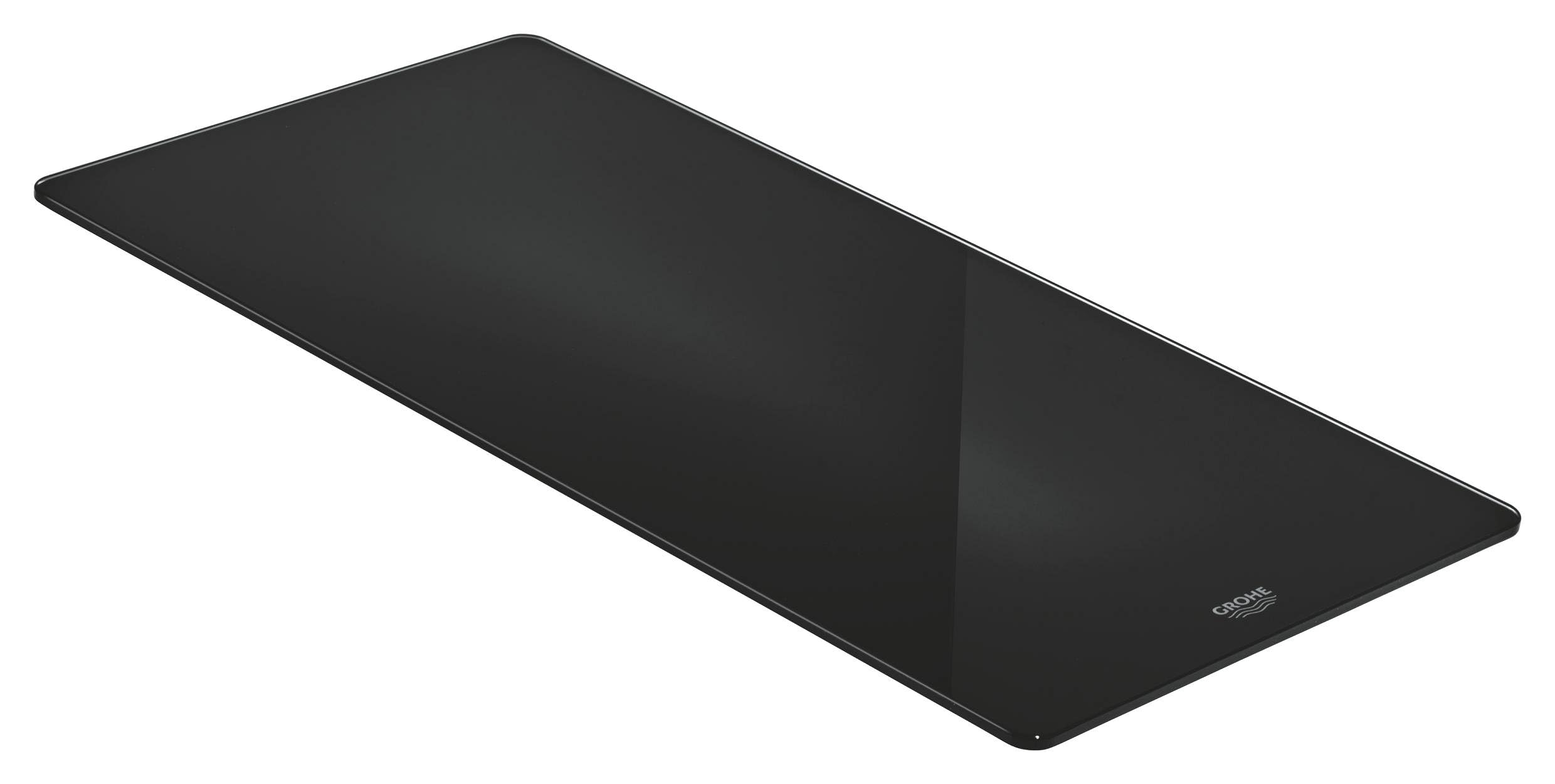 GROHE Glass Chopping Board, Over Kitchen Sink Cutting Board, 240 x 490 mm, Thickness 5 mm, Break-Proof, Dishwasher Safe, Black, 40787K00