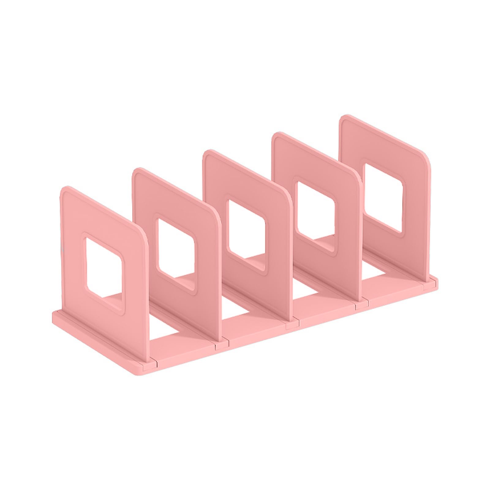 Marte Vanci Desktop File Sorter Organiser Purse Organiser Thickened Plastic Magazine Holder Bookshelf Rack Mail Divider for Office Desk Kitchen Shelf Closet 4 Slots Pink