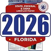 2026 Florida State and Federal Labor Law Poster - English Version - OSHA Workplace Compliant - Mandatory Regulations Posting for Employees - All in One Required Compliance Posting 17" x 40" Laminated (English)