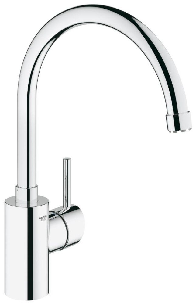 GROHE Concetto Kitchen Sink Tap, Brass, Chrome, High Pressure, DN 15, One-hand, Swivel Spout with Aerator, 15 Connection Size