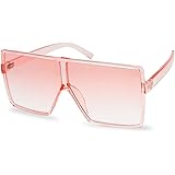 SunglassUP Oversized Festival Candy Colored Tone Square Crystal Frame Sunglasses