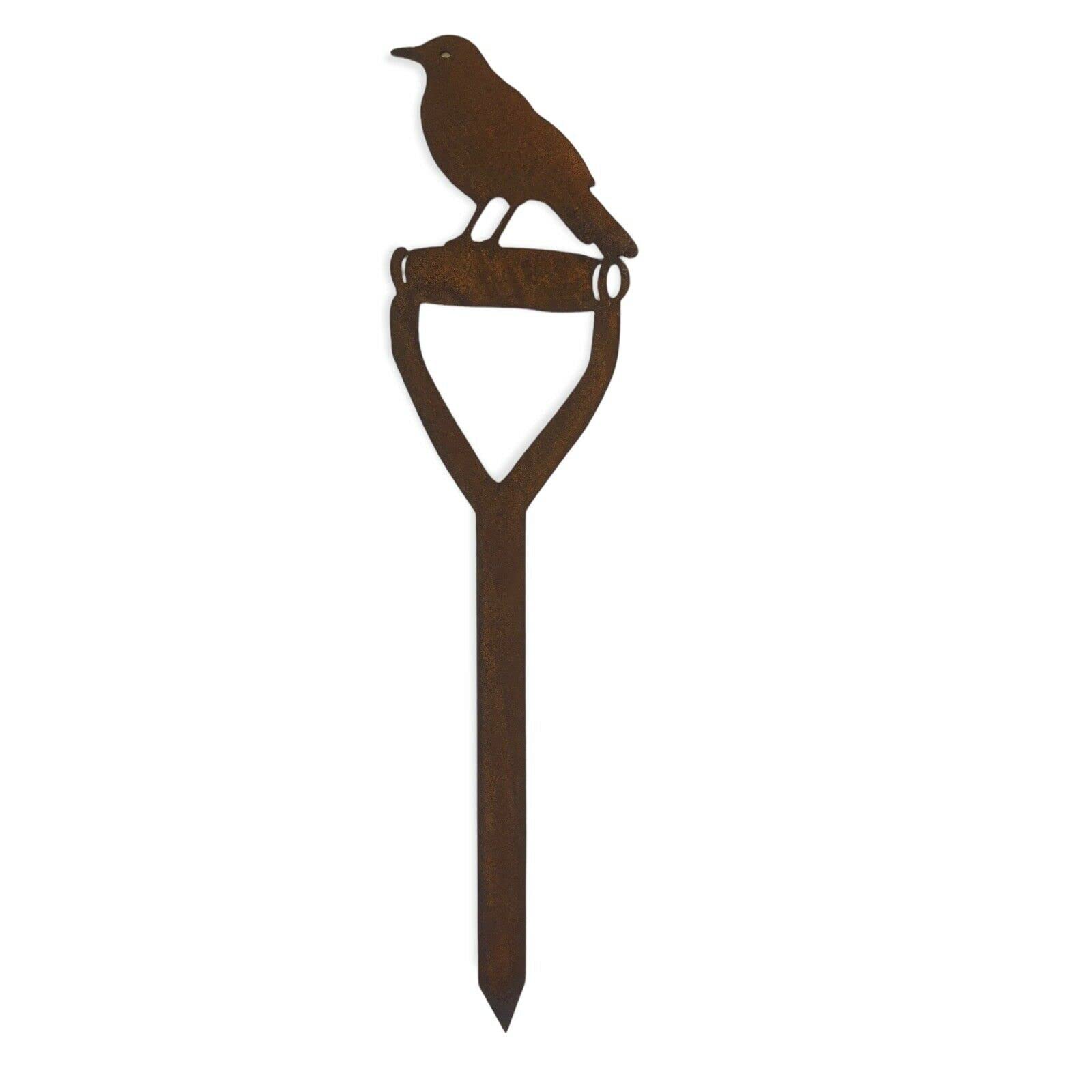 RUSTIC WAREHOUSE NORFOLK Rusty Metal Blackbird On A Spade Garden Decoration, Gardening Gifts, Unique Present For Him Or Her, Pot Decoration, Garden Feature, Art