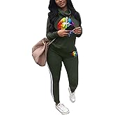 Angsuttc Womens Casual 2 Piece Tracksuit Outfits Long Sleeve Pullover Sweatshirt Jogger Pants Sweatsuits Set