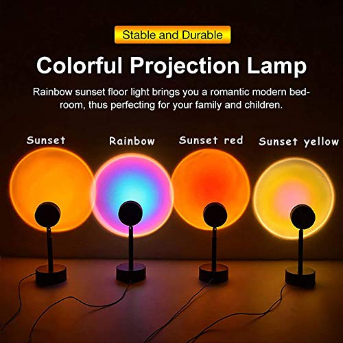 Sunset Lamp Projection Night Light Projector, 360 Degree Rotation Rainbow 10W Led Light, Dimmable 10 Adjustable Brightness Floor Sunset Lamp, USB Port Romantic Gift for Living Room Party Bedroom Decor