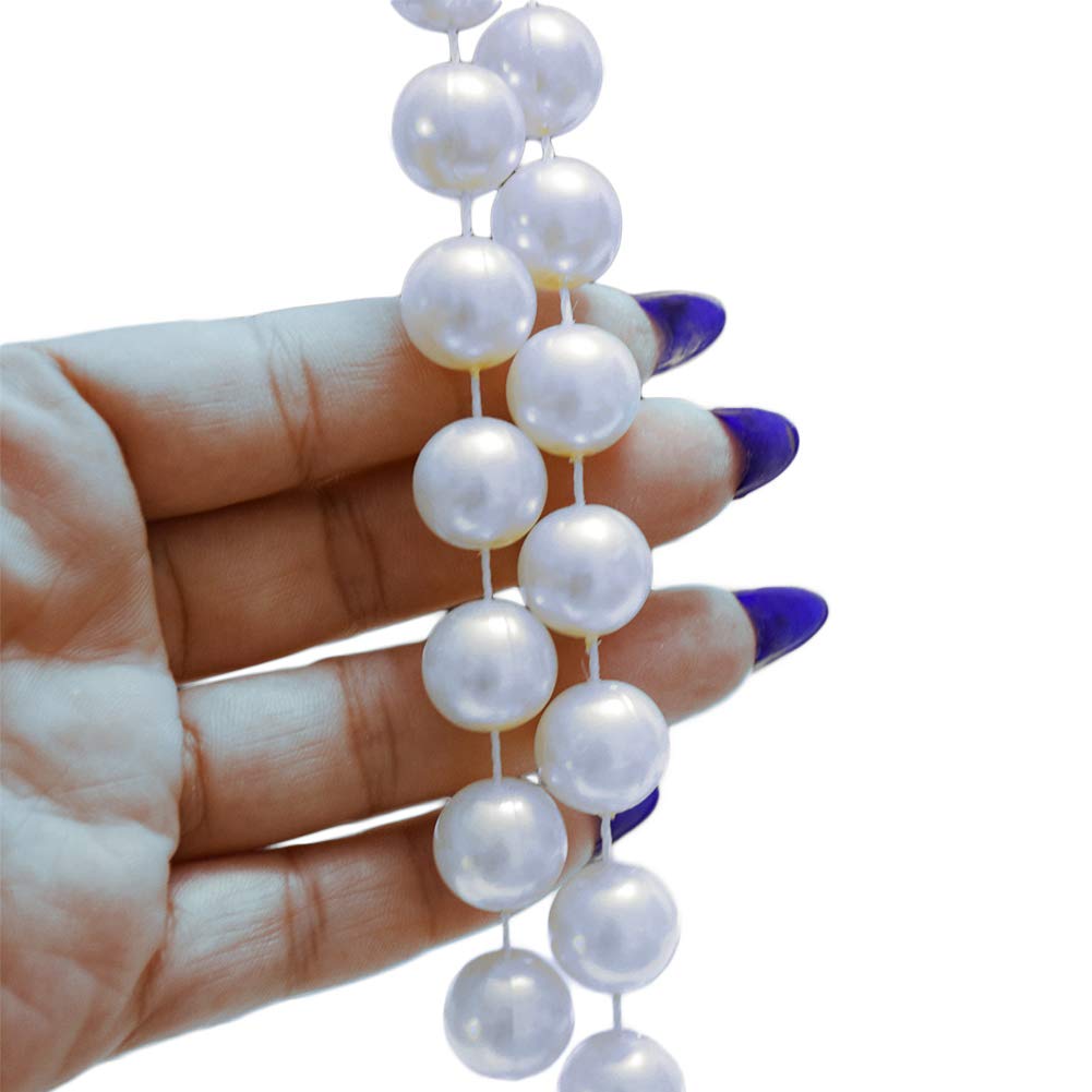 Photo 1 of 14 mm Large Pearls Faux Crystal Beads by The Roll for Wedding Decoration (White)