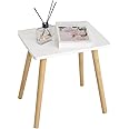 AWASEN Side Table, Small End Accent Table for Living Room Bedroom Office Small Spaces, Modern White Side Table Nightstand with Solid Wood, Easy Assembly, (White)