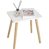 AWASEN Side Table, Small End Accent Table for Living Room Bedroom Office Small Spaces, Modern White Side Table Nightstand with Solid Wood, Easy Assembly, (White)