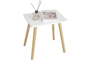 AWASEN Side Table, Small End Accent Table for Living Room Bedroom Office Small Spaces, Modern White Side Table Nightstand with Solid Wood, Easy Assembly, (White)