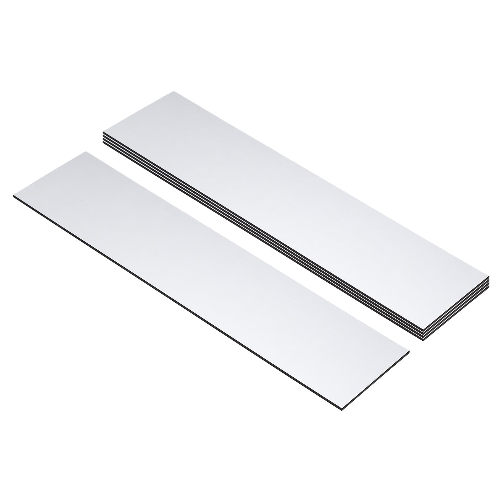 PATIKIL 8x2inch Blank Name Plates, 5Pcs Custom Engraved Name Plate Rectangle Laser Engraving Blanks for Personalized Office Desk DIY Painting Supplies, Light Grey, Black