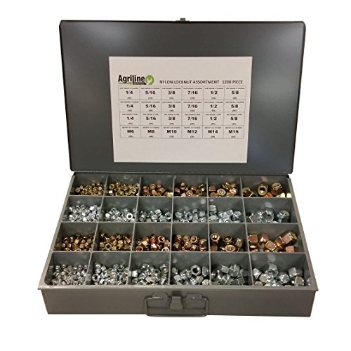 1200pcs Nylon Locknut Assortment USS, SAE, and Metric Coarse and Fine Thread Grade 8, 5, and 8