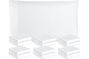 FreshCulture White Pillowcases Queen Size 12 Pack - Bulk Pillowcase Set - Envelope Closure - Soft Brushed Microfiber Fabric - 20x30 Inches Pillow Case Set of 12 for Home, Hotels, Schools