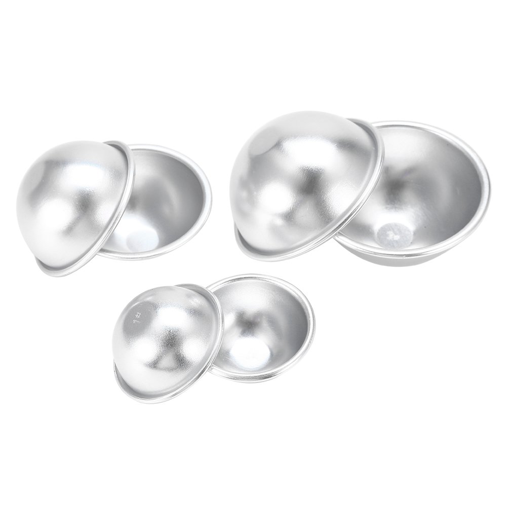 Bath Bomb Molds, 6 Pieces 3 Size DIY Bath Bomb Kit for Crafting Handmade Spa Bomb Fizzy Crafting Molds DIY Making Supplies, Round Sphere Shape, Aluminum Alloy, Homemade Gift(Set 7)