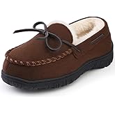 HOMEHOT Boys Moccasin Slippers Memory Foam Kids House Shoes- Nonslip Indoor & Outdoor
