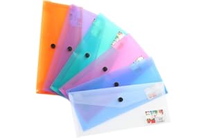 SUPVOX Document Organizer 6Pcs Plastic Envelope Folder with Snap Button Lightweight for Home and Office