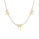 MBW Bow Necklaces for Women Trendy, Dainty Layered 14K Gold Plated Cute Bow Pearl Heart Pendant Choker Necklace Stack Love Choker Waterproof Fashion Jewelry Set Gift for Women Mom
