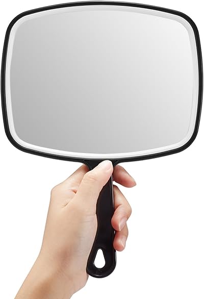 OMIRO Large Black Hand Mirror with Handle Square L