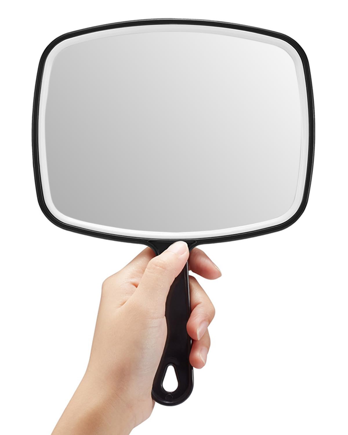 OMIRO Hand Mirror, Large Black Handheld Mirror with Handle,Square,L